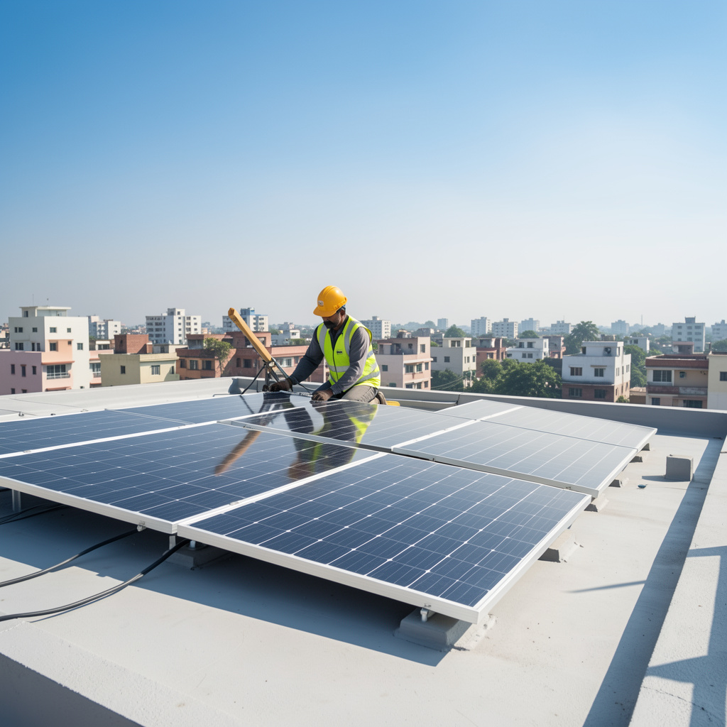 Rooftop solar installed on a bungalow in Pune, Maharashtra