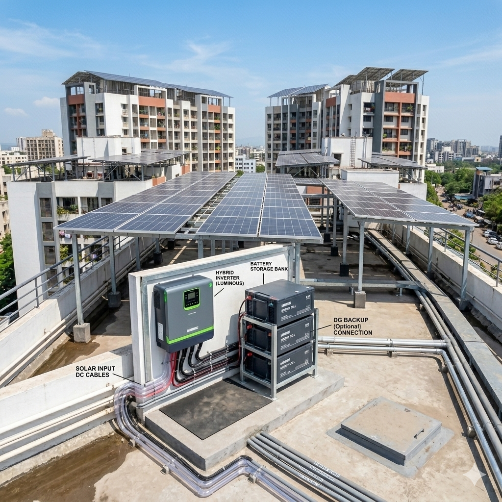 On-grid and hybrid solar inverter and battery setup